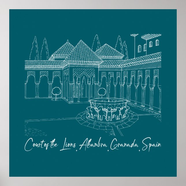 Affiche Cour de l'Alhambra des Lions 2 (Devant)