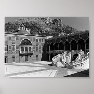 Affiche Cour de palais de la Principauté de Monaco vintage