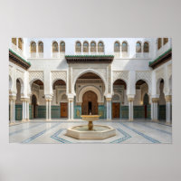 Cour de palais marocain avec fontaine