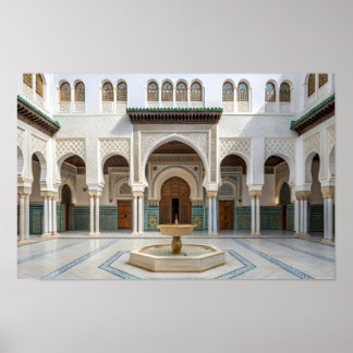 Affiche Cour de palais marocain avec fontaine