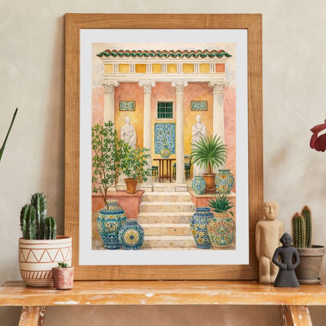 Affiche Cour de villa italienne avec colonnes classiques (Créateur téléchargé)