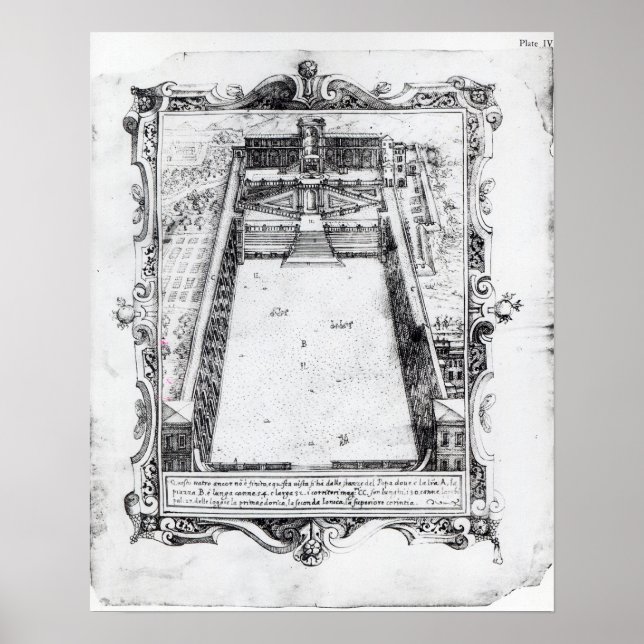 Affiche Cour du Belvédère au Vatican Rome, 1581 (Devant)