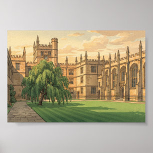 Affiche Cour intérieure de l'Université d'Oxford