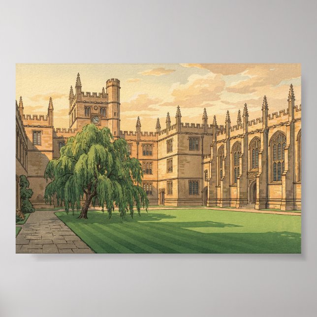 Affiche Cour intérieure de l'Université d'Oxford (Devant)
