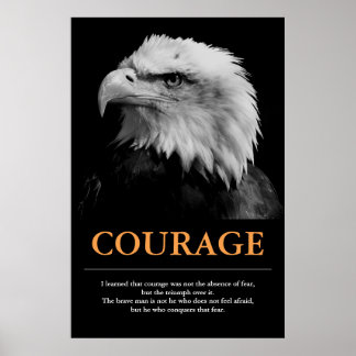 Affiche Courage Black White Eagle Motivational Inspiration