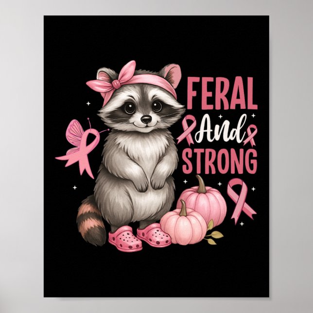 Affiche Courage De Ruban Rose Feral Et Fort Raccoon (Devant)