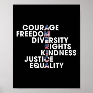 Affiche Courage Liberté Diversité Droits Gentillesse Justi
