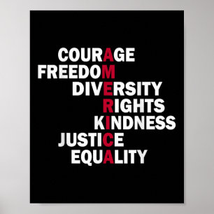 Affiche Courage Liberté Diversité Droits Gentillesse Justi