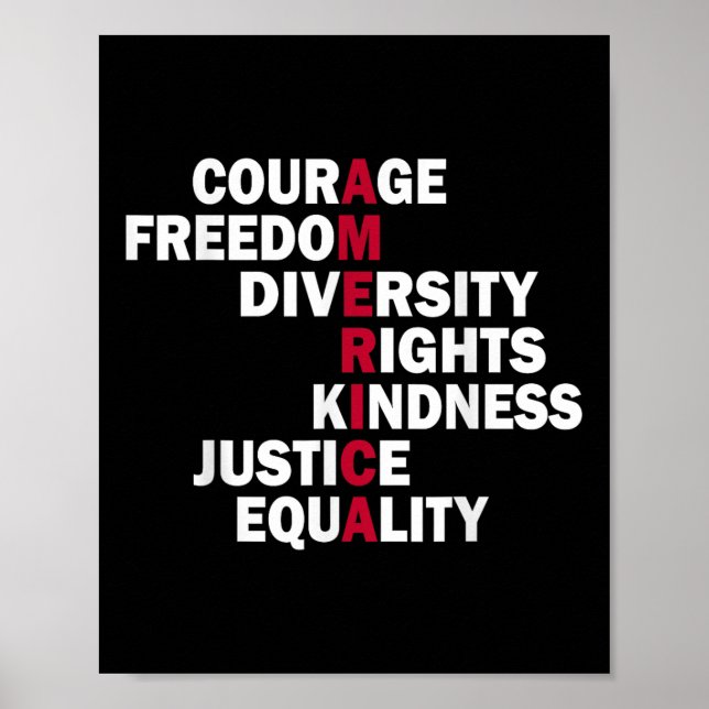 Affiche Courage Liberté Diversité Droits Gentillesse Justi (Devant)