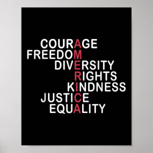 Affiche Courage Liberté Diversité Droits Gentillesse Justi