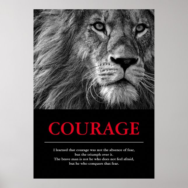 Affiche Courage Lion Motivationnel Inspiration (Devant)