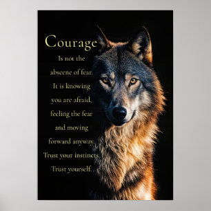 Affiche Courage Motivationnel Loup Inspirationnel