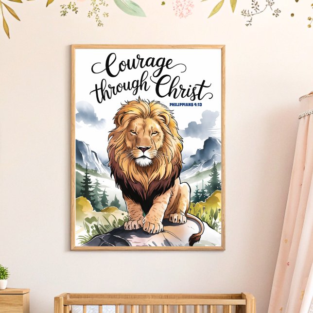 Affiche Courage par le Christ Art pour la nurserie chrétie (Créateur téléchargé)