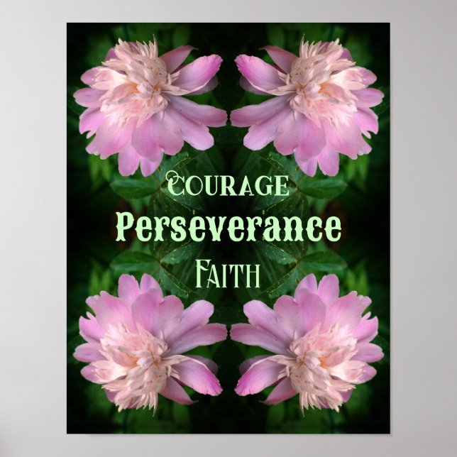 Affiche Courage Peony Flower Inspirational Abstrait (Devant)