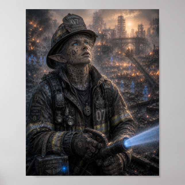 Affiche Courage / Pompier / Quartier en Feu (Devant)
