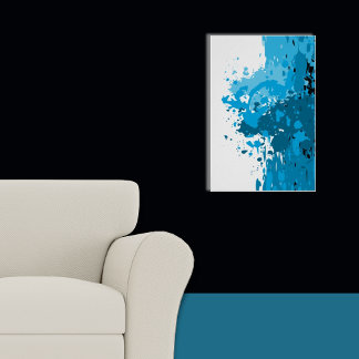 Affiche Courageux Abstrait Splatter Bleu & Blanc