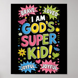Affiche Courageux amour Dieu Super Enfant Foi chrétienne A