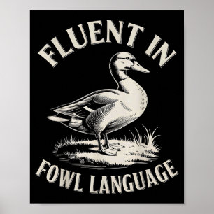 Affiche Courant en langage aviaire drôle amateur de canard