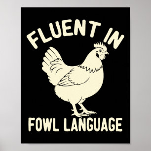 Affiche Courant en langage aviaire drôle de poulet d'anima