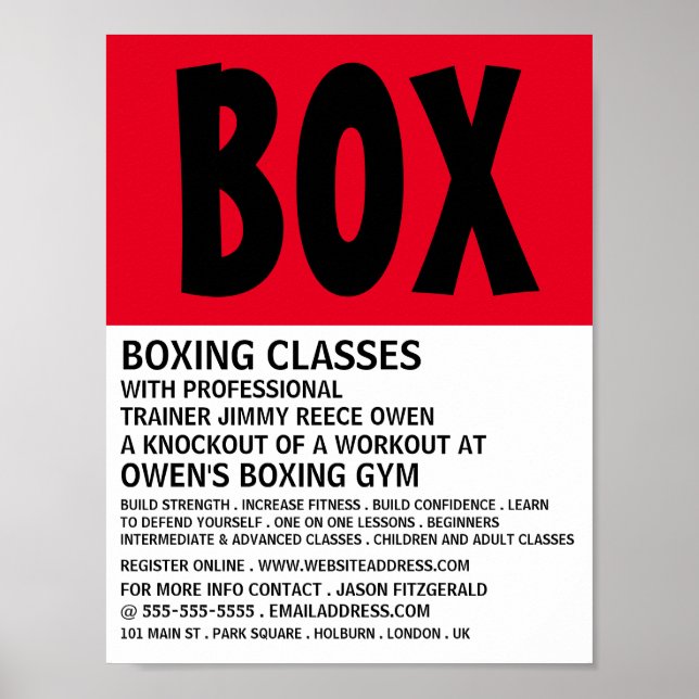 Affiche Courant moderne, Classe de boxe Advert (Devant)