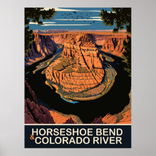 Affiche Courbe en fer à cheval et rivière Colorado, Voyage