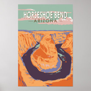 Affiche Courbe en fer à cheval Voyage Art Vintage