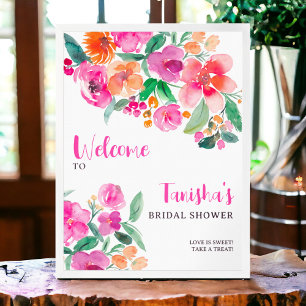 Affiche Courbe rose rose vif douche nuptiale bienvenue