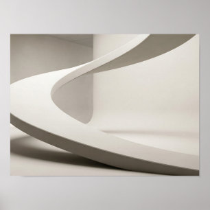 Affiche Courbe sculpturale blanche minimaliste d'art mural
