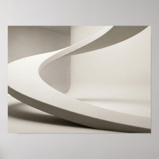Affiche Courbe sculpturale blanche minimaliste d'art mural