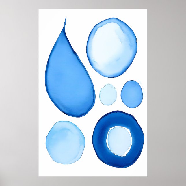 Affiche Courbes Azure Serene Abstraites (Devant)