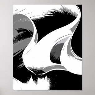 Affiche Courbes fluides en noir, blanc et gris