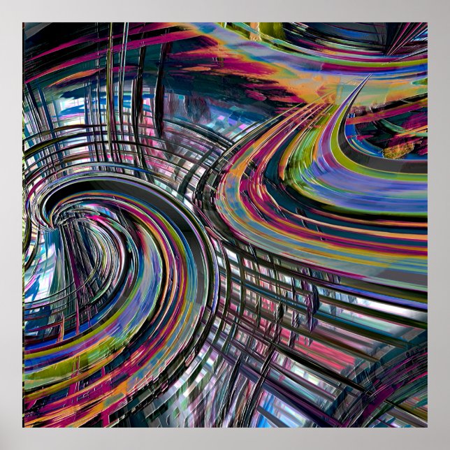 Affiche Courbes ressemblant à une route spatiale, entaillé (Devant)