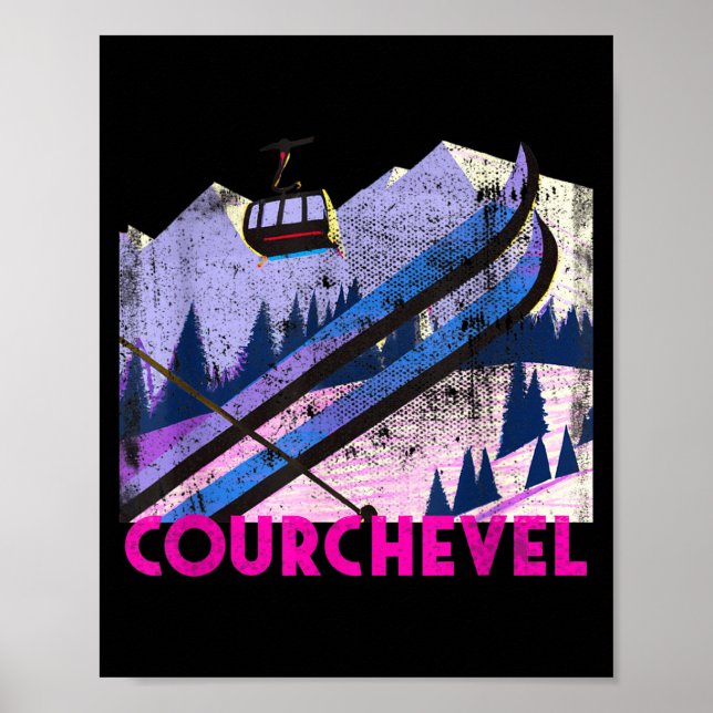 Affiche Courchevel ski - style vintage ski à Courchevel (Devant)