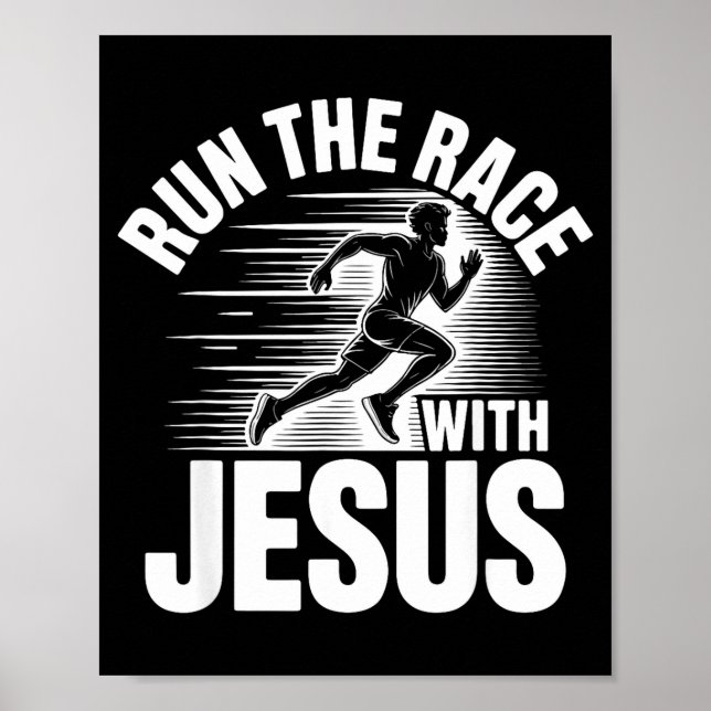 Affiche Coure la course avec Jésus citation motivationnell (Devant)