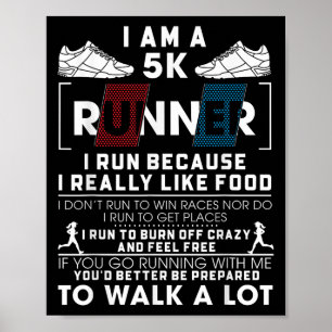 Affiche Coureur de 5k Je cours parce que j'aime vraiment l