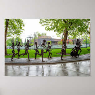 Affiche Coureurs de sculpture du Bloomsday de Spokane Wash