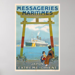 Affiche Coureurs Maritimes d'Extrême-Orient Japon Voyage V