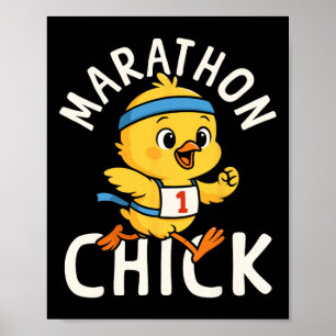 Affiche Coureuse à pied Runner Semi-Marathon Fille aux Pou