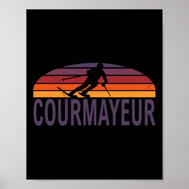 Affiche Courmayeur Italie Station de ski Snowboard (Devant)