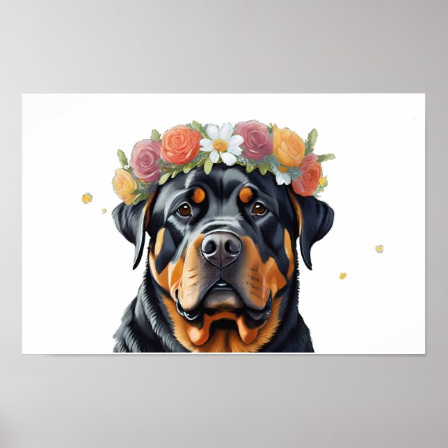 Affiche Couronne à fleurs Rottweiler (Devant)