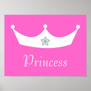 Affiche Couronne blanche jolie princesse rose personnalisa