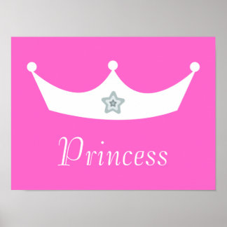 Affiche Couronne blanche jolie princesse rose personnalisa