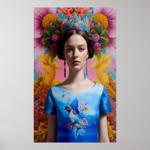 Affiche Couronne bleue princesse décontractée