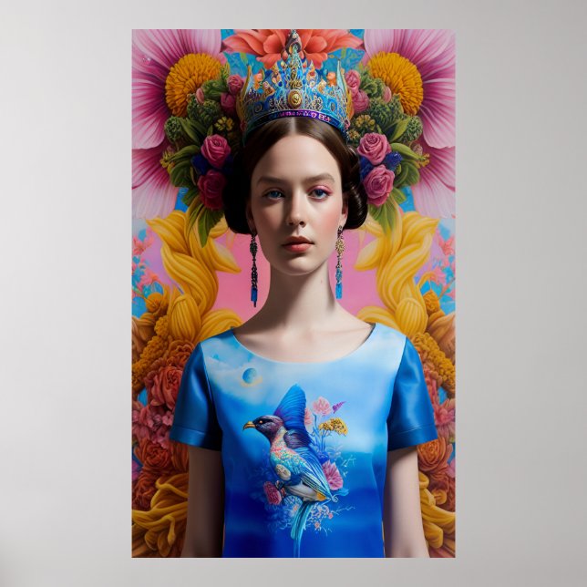 Affiche Couronne bleue princesse décontractée (Devant)