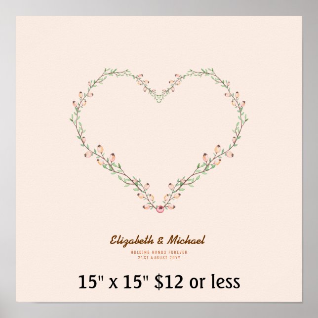 Affiche Couronne d'arbres en forme de coeur avec empreinte (Devant)