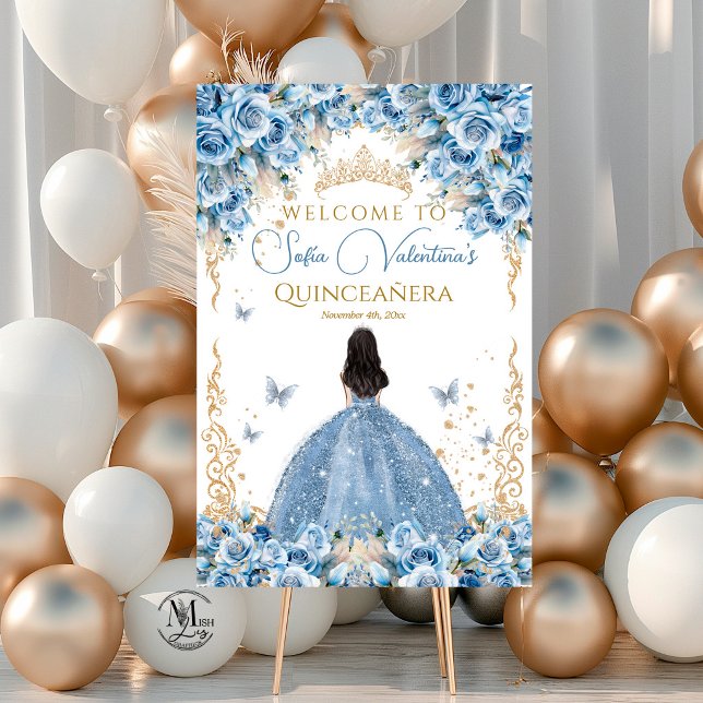 Affiche Couronne de conte de fée or et bleu bébé de robe d (Créateur téléchargé)