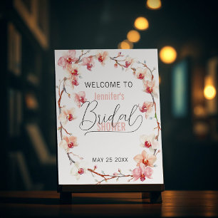 Affiche Couronne de Fête des mariées d'orchidées rose et b