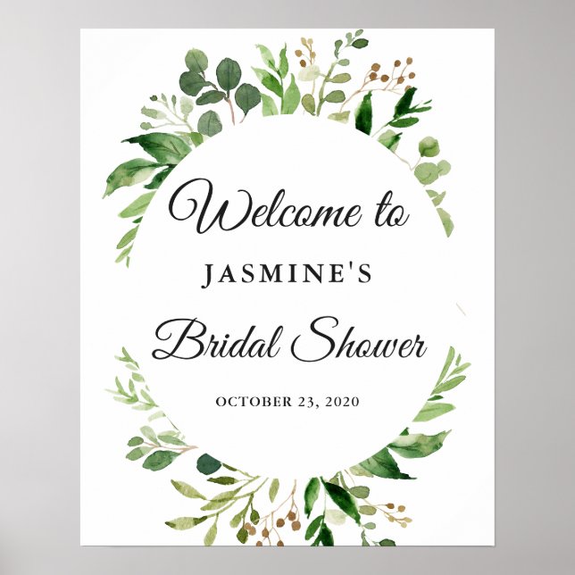 Affiche Couronne de feuilles de verdure moderne Panneau de (Devant)