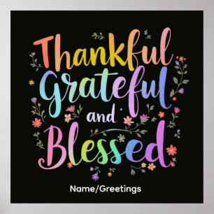 Affiche Couronne de fleurs de gratitude inspirante faite à
