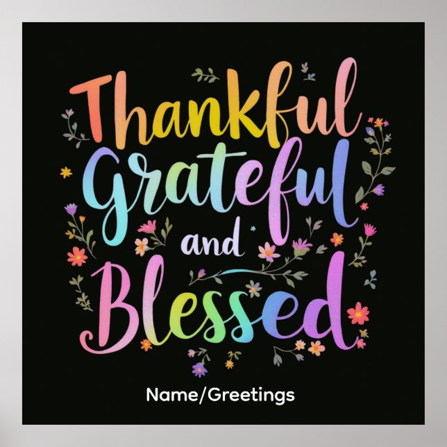 Affiche Couronne de fleurs de gratitude inspirante faite à (Devant)
